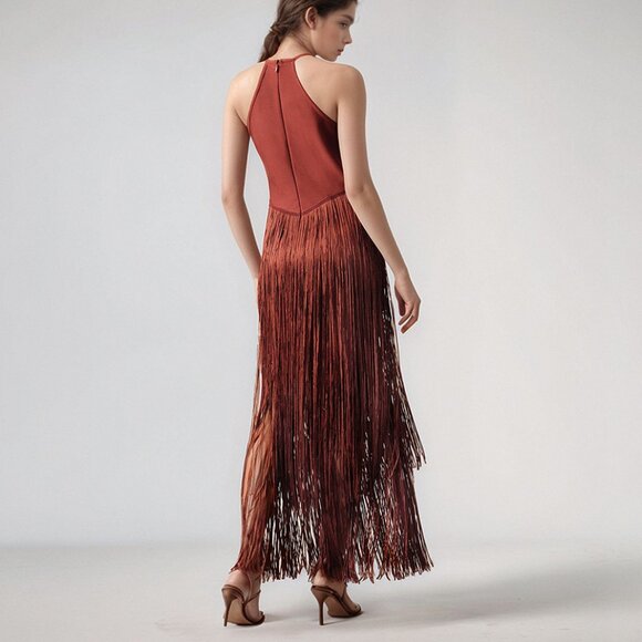 ✨ STUNNING! Bronze Iridescent Fringe Bodycon Dress - Picture 2 of 13